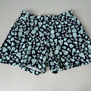 J Jill Floral‎ Shorts Wearever Size M Blue Fruit Print